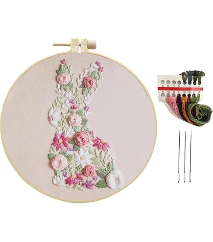 Amazon | イースター刺繍キット - ウサギの裁縫キット、かわいい刺繍