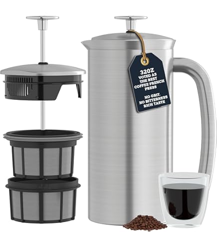 Amazon | Frieling 二重壁ステンレススチールフレンチプレスコーヒー