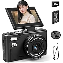 Amazon | SRVR デジタルカメラ 5K 録画 デジタルカメラ 7500 万画素 Wi