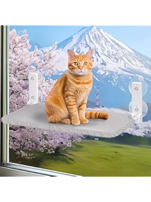 【Amazon.co.jp限定】猫 窓用ハンモック 強力吸盤式 大型 折畳み 組み立て簡単 猫窓ベッド 猫 ハンモック 耐荷重25kg 通気メッシュ 夏冬両用 洗濯できる ストレス解消 日光浴 ウィンドウベッド 窓際見晴らし台 キャットハンモック キ