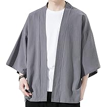 Amazon | [Bligo] カーディガン メンズ 半袖 和式 無地 羽織