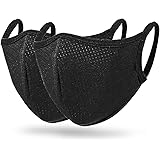 スポーツマスク 2枚組 息苦しくないマスク 繰り返し 洗える タフ設計 メッシュ ランニング 運動用 (ブラック)