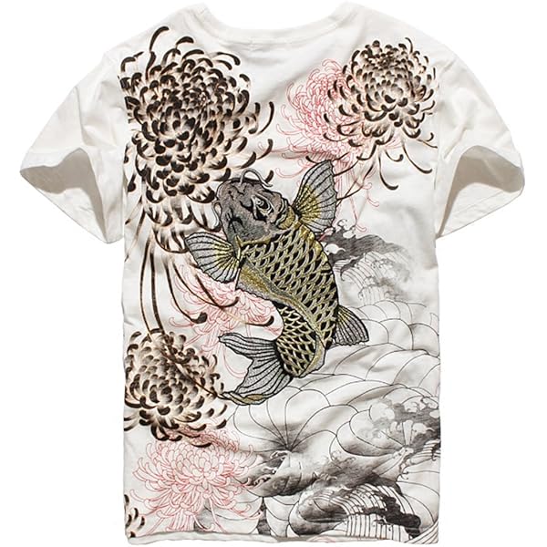 Amazon | [絡繰魂] からくり魂 粋 龍 桜 クルーネック 半袖Tシャツ 和