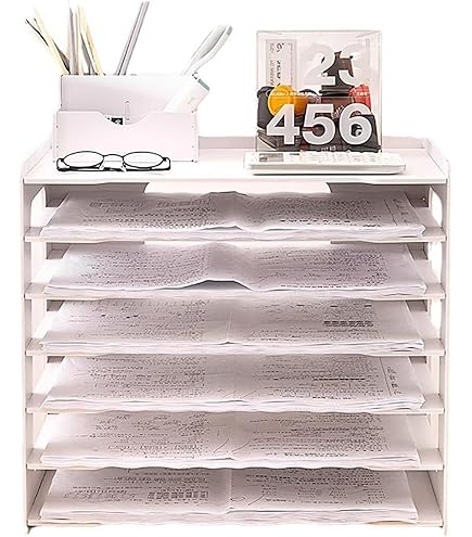 Extra Grote A3 Papieren Planken Voor Kantoor En School, Wit Bureau Met Brievenbakje Tijdschriftenrek Model