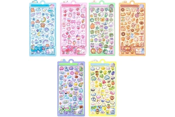 立体シール 6枚セット 携帯電話飾り用 貼り付け可能 3dシール 手芸用品 DIY用 手帳用 絶対おすすめ！超かわいいステッカーで、かわいい日常を彩ろうステッカーの中の優しい小さな世界