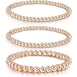 Badu Gold Bead Bracelet for Women 14K Gold Plated Bead Ball Bracelet Stretchable Elastic Hypoallergenic Bohemian Stackable Br