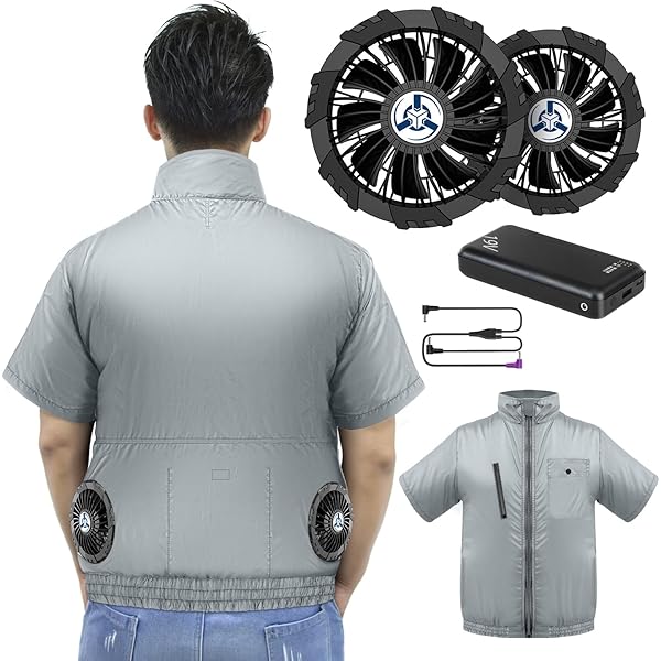 Amazon.co.jp: [LiuYuill] 空調作業服 ファン付き半袖 冷却服
