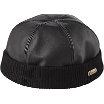Amazon | [ステルコフスキー] Leather beanie cap（レザー