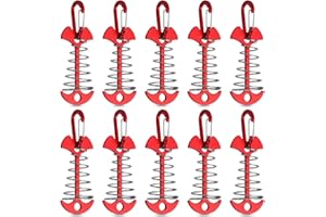 キャンプ テント 木製デッキ フック 10個セット 魚骨型 軽量 アルミ 安全バックル スプリング キット 多機能フック アンカー ペグ