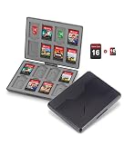 switch ソフトケース 16枚switchゲームカード＆16microSDカード収納 switchカードケース 薄型 軽量 持ち運び 便利 スイッチ カセットケース 耐衝撃 (四角16位)