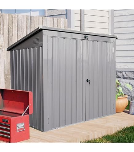 Amazon | 物置 屋外 収納庫 スチール製 幅148x奥行き82.5x高193cm 防 