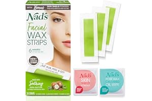 Nad's Facial Wax Strips - Hypoallergenic All Skin Types - Facial Hair Removal For Women - At Home Waxing Kit with 20 Face Wax