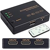 HDMI切替器 3入力1出力 HDMI2.0 HDMI セレクター 4K60Hz HDMI分配器 usb給電 4K+3D HDCP2.2対応 スプリッター 自動手動切替機能搭載 リモコン付き PS5、PS4 Pro、PS3、Xbox、Fire TV、