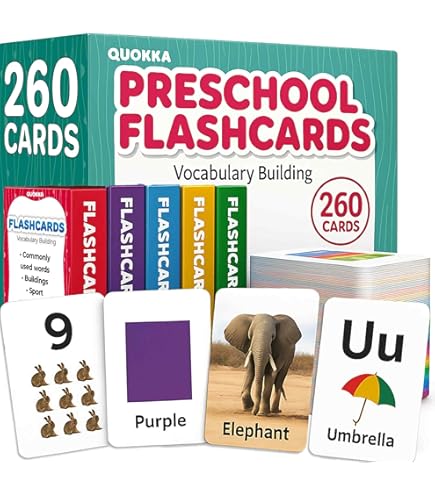 QUOKKA Set Of 2 Learning Flash Cards 2x52 - Action Verbs - Vocabulary Builder - 5 Groups: From Pre-Kindergarten To 3rd Grade - Words&Sentences - Giochi E Prodotti Per L'Età Evolutiva
