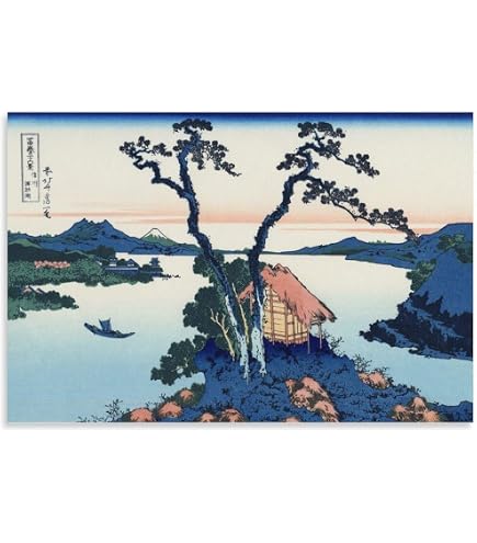 Amazon.co.jp: Genius Collections 葛飾北斎 ポスター 額付き 壁掛け