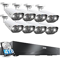 Amazon.co.jp: ZOSI 4k ultra 800万画素poe監視カメラ8台セット