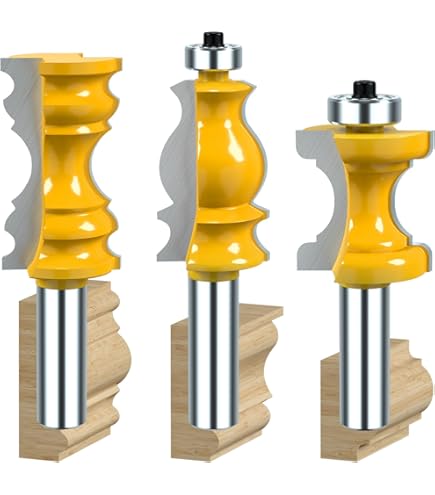 YONICO 5-Piece Router Bit Set For Furniture Molding - 1/2-Inch Shank Trim Woodworking Bits