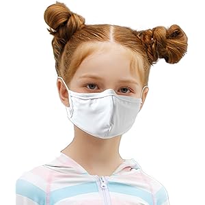 [エンジェルルナ] マスク 5枚入り 洗える 子供用 キッズ kids 水着素材 洗えるマスク 水着マスク 布 mask ますく al490065-5 ホワイト 約28cm×8cm (FREE サイズ)