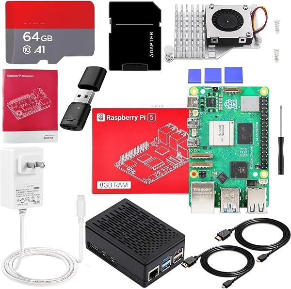 Vesiri Raspberry Pi 5 Starter Kit 技適済み raspberry pi 5 kit ラズベリーパイ5 8GBボード/アクティブクーラー/PD電源アダプター/64GB カード/ABS黒色ケース/MicroHDOUTケーブル/ドライバー/カードリーダー/日語説明書 Pi 5セット ラズベリーパイ5キット(ラズベリーパイ Pi 5 8gb キット) - 1