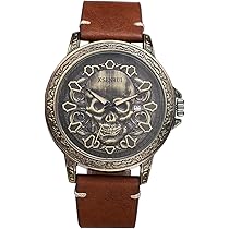 Amazon.co.jp: 腕時計 メンズ ロックパンク スカル 本革ベルト