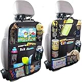 CTFIVING 2 Pack Car Organiser Backseat Organiser with 10 Inch Tablet Holder 9 Storage Pockets Car Back Seat Protectors Kids T