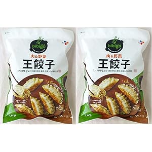 #015734-2P bibigo ビビゴ 肉の野菜 冷凍 王餃 5種の野菜、春雨、豆腐入りの韓食餃子 1kg×2個