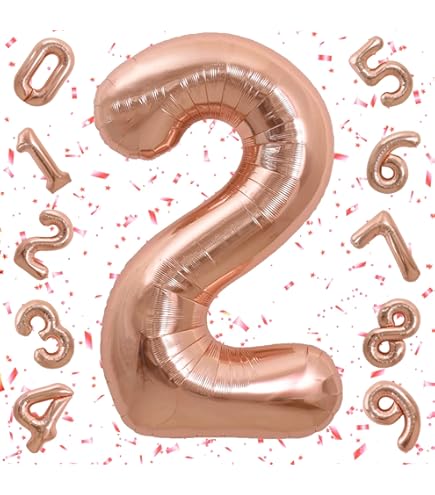 Amazon | EXGOX 数字 バルーン 大きい ローズゴールド 誕生日 ナンバー