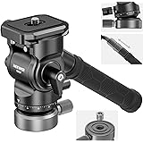 NEEWER 三脚用ビデオ雲台 フルードヘッド +/-10°レベリングベース(Φ37mm)付き 金属製パンチルトヘッド ArcaタイプQRプレート 伸縮ハンドル コンパクトビデオカメラ DSLRカメラ用 最大荷重8.8lb/4kg GM27 銀色