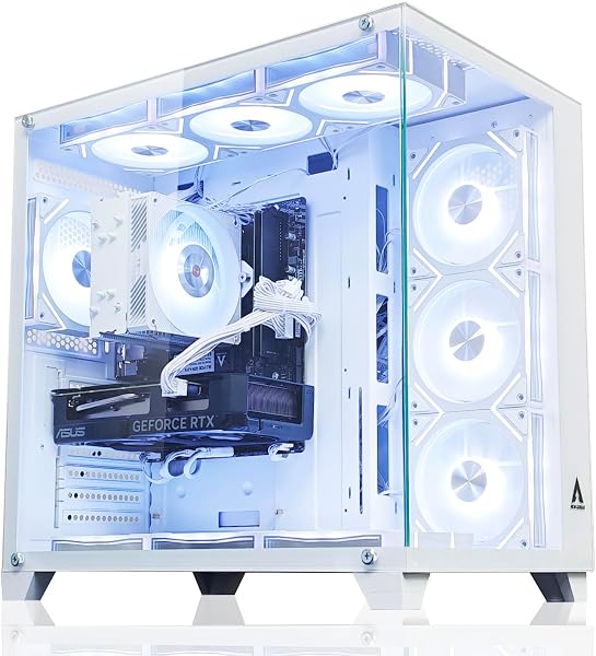 NEWLEAGUE Gaming PC, Ryzen 7 5700X, RTX4060Ti / 16GB Memory / NVMe SSD 1TB / Windows 11 Pro / WPS Office Mid Tower Desktop PC (Ryzen 7 5700X / RTX4060Ti (Middle Spec), White) - 1