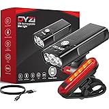 DYZI Bike Lights-USB Rechargeable Bike Light Set Easy to Fit & Mount-Waterproof Bicycle Light with Built-in Powerbank for Cha