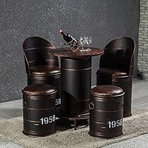 撮影サンプル品　ドラム缶テーブル bar　バーテーブル　荷物収納可能 BARテーブルセットの通販 by H&M FACTORY｜ラクマ