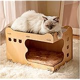 猫ハウス キャットタワー 猫用ハウス 猫屋 猫窝 ペットハウス 猫用ベッド フェルト クッション 爪研ぎ 猫ハンモック付き 室内 冬 夏 通年 キャットハウス 木製