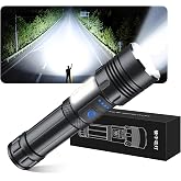 アセキ 懐中電灯 強力 5000mAh 【防災士監修・超高輝度XHP160チップ】led 充電式/電池式 単4形電池対応 軍用 最強 ハンディライト | COB作業灯 IPX6防水 7モード調光 ズーム式 耐衝撃 残量表示機能 作業用 停電 地震 避