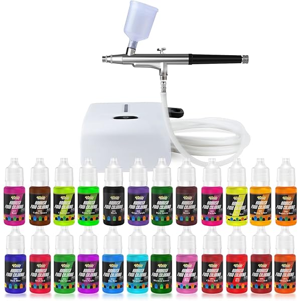 Airbrush Cake Decorating Kit. Set with Compressor, Gravity Feed, Cake Airbrush Kit