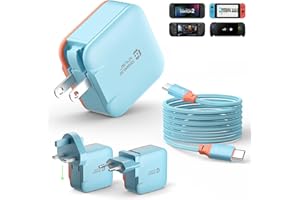 【JSAUX GaN 65W PD急速充電器】Switch 2対応 PSE認証済 USB C充電器 2mケーブル付｜折りたたみ式＋UK/EU変換プラグ｜Switch/ROG Xbox Ally/ROG Ally/MacBook/iPad/iPhone