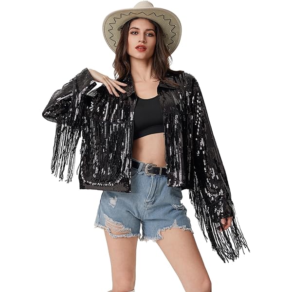 MISI CHAO Sequin Fringe Jacket Shiny Disco Cowgirl Outfit