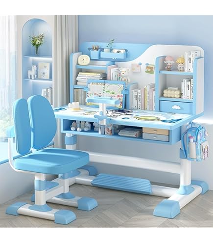 Amazon.co.jp: 2025年モデル 学習机 子供 学習机セット[スカイブルー