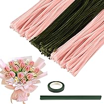 モールフラワーチューリップ20本セット seimeinoki ピンク200本＋緑100本 チューリップ造花手作りキット