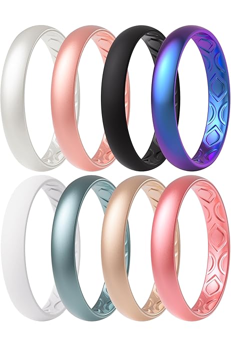 ThunderFit Unisex Silicone Wedding Rings, Rubber Engagement Bands