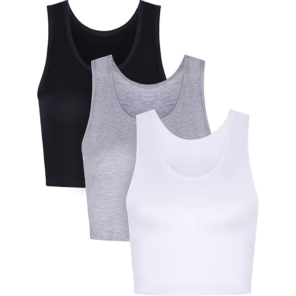 OThread & Co. Women's Basic Stretchy Crop Tank Top - Scoop Neck Sleeveless, Medium, Black - View #9