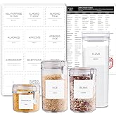 168 Pantry Labels, Prefdo Minimalist Farmhouse Waterproof Preprinted Food Name Stickers + Numbers for Kitchen Organization St
