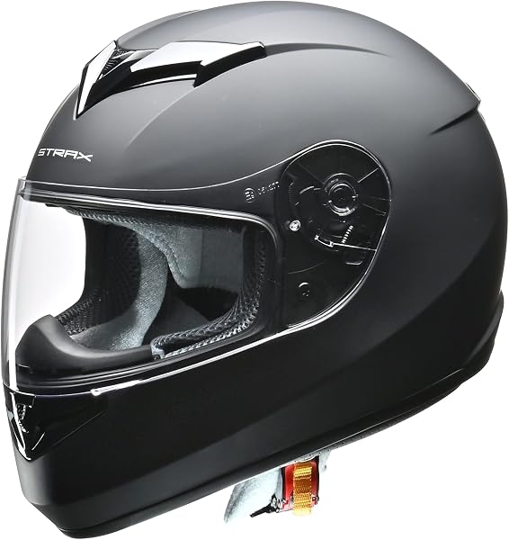 Lead Industrial SF-12 Motorcycle Helmet, Full Face, STRAX, Matte Black, M Size (less than 22.4 - 22.8 inches (57 - 58 cm) - 1