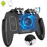 Tomoda コントローラー 荒野行動 PUBG MOBILE 6本指 強冷 高感度 荒野行動コントローラー PUBGコントローラー 連続射撃 引き金式 クリック感 USB充電 一体式 ケース対応  iPhone/Android対応