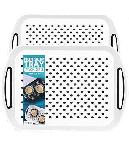 3-Pack Extra Large Anti-Slip Serving Trays With Handles – 17.7x12.5 Inch Rectangular Lap Trays | Grey Durable Plastic Trays - View #10