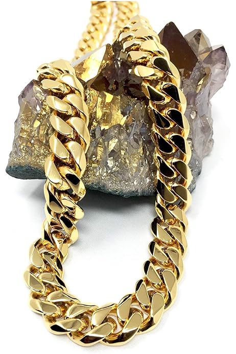 Hollywood Jewelry 18K Gold Cuban Link 