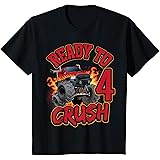 キッズ 男の子4歳の誕生日モンスタートラックの誕生日シャツ4歳 Tシャツ
