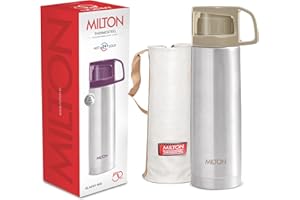 MILTON 500ml Thermosteel Flask with Jacket, Keeps Drinks Hot and Cold for 24 Hours, 18/8 Stainless Steel, Double-Walled Vacuu