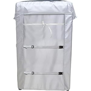 [Mr.You]洗濯機カバー 【デザイン改良】 4面包みデザイン シルバー 台風対応 防水 防塵 日焼け止め バックルつき(L 58*60*92)