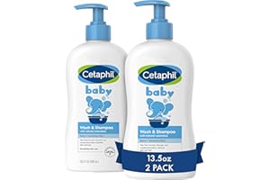 Cetaphil Baby Baby Wash & Shampoo by Cetaphil 13.5oz Pack of 2, Hypoallergenic, Gentle Enough for Everyday Use, Soap Free