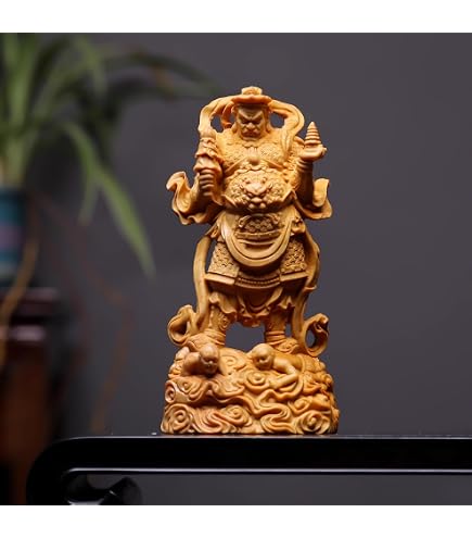 Amazon｜木彫り 七福神【毘沙門天】柘植（ツゲ）仏像 置物